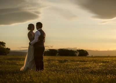 wedding couple in sunset