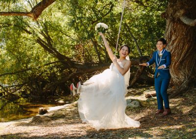 bride on swing