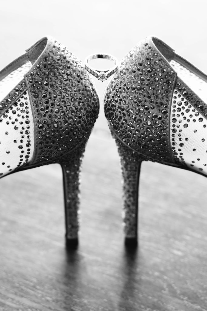 bride shoes and ring