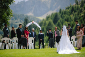 Bride walking down the aisle